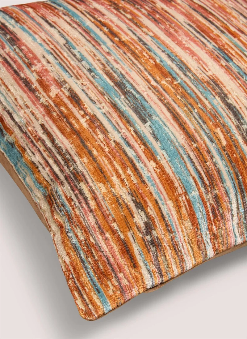 Matalan Rust Velvet Stripe Cushion